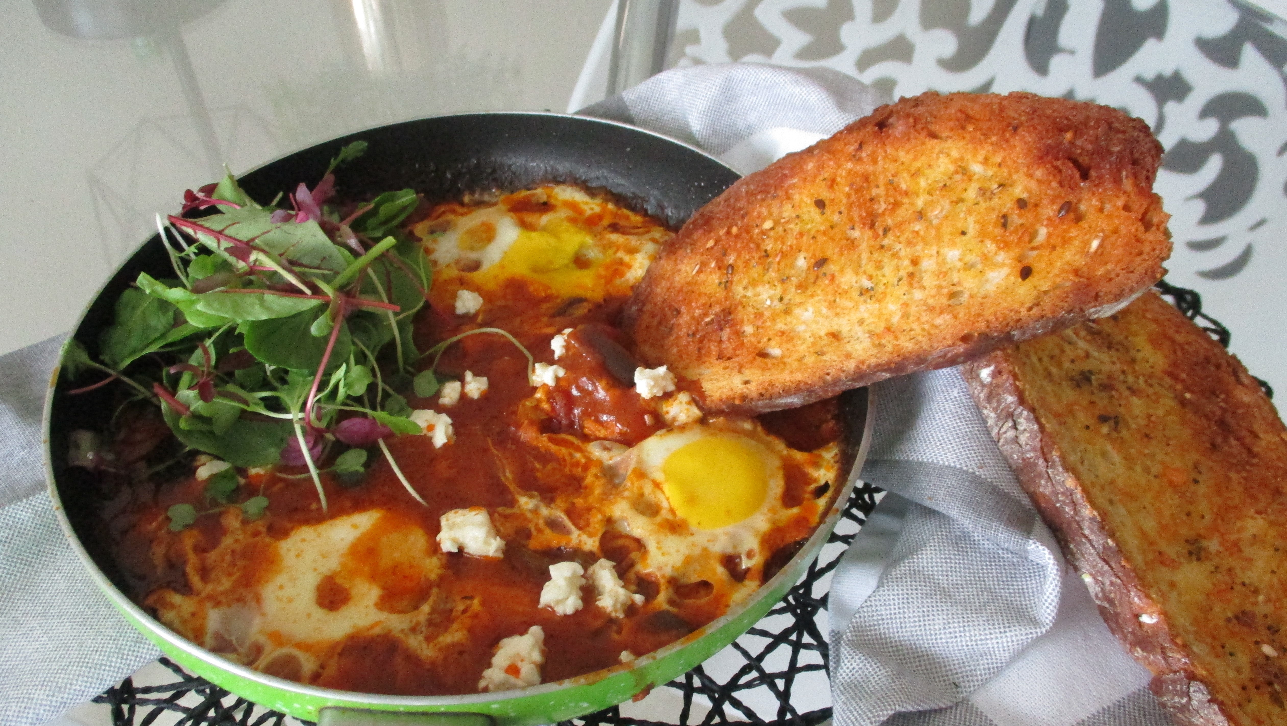 Shakshuka with sourdough wheat bread